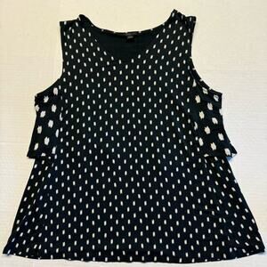 J. Jill Wearever Collection Sleeveless V-Neck Top Women L Black Tan Abstract